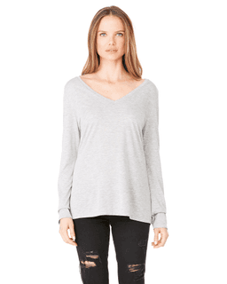 Sample of Bella 8855 - Ladies' Flowy Long Sleeve V-Neck in ATHLETIC HEATHER from side front
