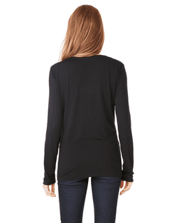 Sample of Bella 8855 - Ladies' Flowy Long Sleeve V-Neck in BLACK from side back