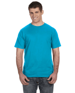 Sample of Anvil 980 - 100% Cotton Lightweight T-Shirt in CARIBBEAN BLUE from side front
