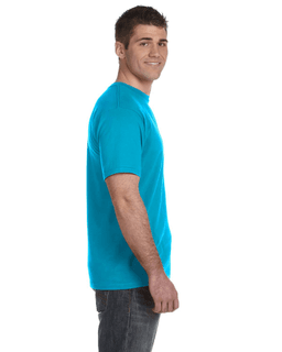 Sample of Anvil 980 - 100% Cotton Lightweight T-Shirt in CARIBBEAN BLUE from side sleeveleft
