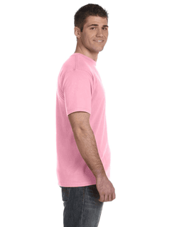 Sample of Anvil 980 - 100% Cotton Lightweight T-Shirt in CHARITY PINK from side sleeveleft