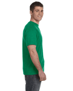 Sample of Anvil 980 - 100% Cotton Lightweight T-Shirt in HEATHER GREEN from side sleeveleft
