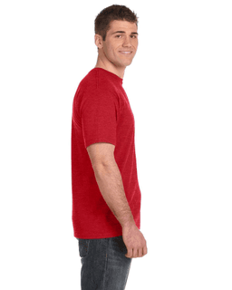 Sample of Anvil 980 - 100% Cotton Lightweight T-Shirt in HEATHER RED from side sleeveleft