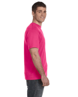 Sample of Anvil 980 - 100% Cotton Lightweight T-Shirt in HOT PINK from side sleeveleft