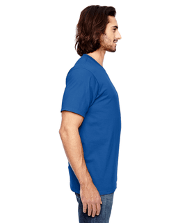 Sample of Anvil 980 - 100% Cotton Lightweight T-Shirt in NEON BLUE from side sleeveleft