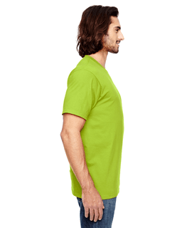 Sample of Anvil 980 - 100% Cotton Lightweight T-Shirt in NEON GREEN from side sleeveleft