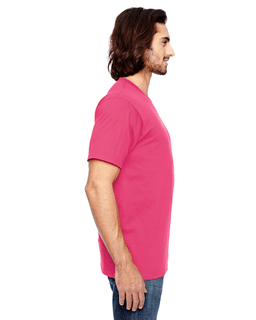 Sample of Anvil 980 - 100% Cotton Lightweight T-Shirt in NEON PINK from side sleeveleft