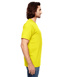 Sample of Anvil 980 - 100% Cotton Lightweight T-Shirt in NEON YELLOW from side sleeveleft