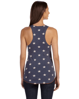 Sample of Alternative Apparel AA1927P - Ladies' Meegs Printed Racerback Eco-Jersey Tank in STARS from side back