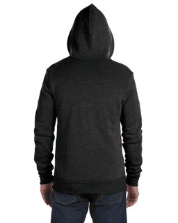 Sample of Alternative Apparel AA9590 - Unisex Rocky Eco-Fleece Solid Zip Hoodie in ECO BLACK from side back