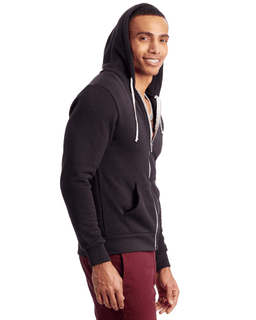 Sample of Alternative Apparel AA9590 - Unisex Rocky Eco-Fleece Solid Zip Hoodie in ECO TRUE BLACK from side sleeveleft