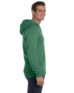 Sample of Alternative Apparel AA9590 - Unisex Rocky Eco-Fleece Solid Zip Hoodie in ECO TR GREEN from side sleeveleft