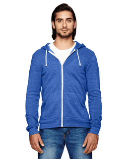 Sample of Alternative Apparel AA9590 - Unisex Rocky Eco-Fleece Solid Zip Hoodie in EC TR PACIF BLUE from side front