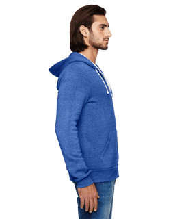 Sample of Alternative Apparel AA9590 - Unisex Rocky Eco-Fleece Solid Zip Hoodie in EC TR PACIF BLUE from side sleeveleft