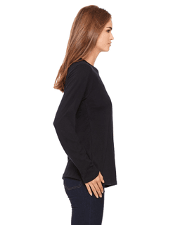 Sample of Bella B6450 - Ladies' Relaxed Jersey Long-Sleeve T-Shirt in BLACK from side sleeveleft