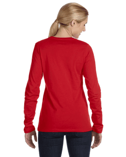 Sample of Bella B6450 - Ladies' Relaxed Jersey Long-Sleeve T-Shirt in RED from side back