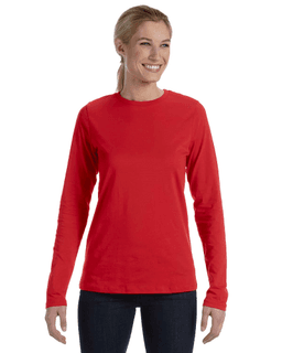 Sample of Bella B6450 - Ladies' Relaxed Jersey Long-Sleeve T-Shirt in RED from side front