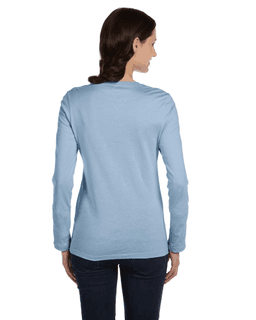 Sample of Bella B6500 - Ladies' Jersey Long-Sleeve T-Shirt in BABY BLUE from side back