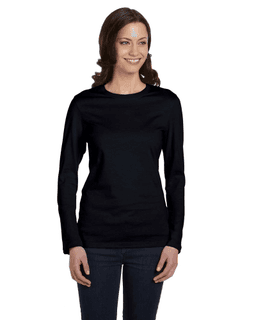 Sample of Bella B6500 - Ladies' Jersey Long-Sleeve T-Shirt in BLACK from side front