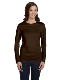 Sample of Bella B6500 - Ladies' Jersey Long-Sleeve T-Shirt in CHOCOLATE from side front