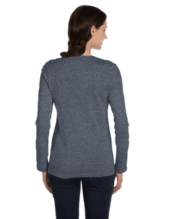 Sample of Bella B6500 - Ladies' Jersey Long-Sleeve T-Shirt in DEEP HEATHER from side back