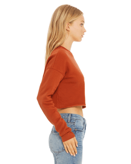 Sample of Ladies' Cropped Fleece Crew in BRICK from side sleeveleft