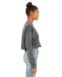 Sample of Ladies' Cropped Fleece Crew in DEEP HEATHER from side sleeveleft