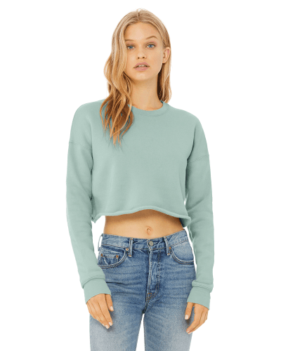 Sample of Ladies' Cropped Fleece Crew in DUSTY BLUE style