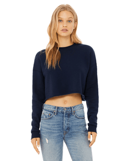 Sample of Ladies' Cropped Fleece Crew in NAVY from side front