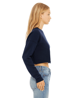 Sample of Ladies' Cropped Fleece Crew in NAVY from side sleeveleft