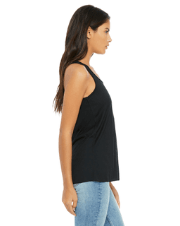 Sample of Ladies' Flowy Racerback Tank in BLACK from side sleeveleft
