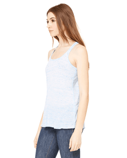 Sample of Ladies' Flowy Racerback Tank in BLUE MARBLE from side sleeveright