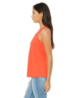 Sample of Ladies' Flowy Racerback Tank in CORAL from side sleeveright
