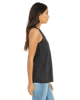 Sample of Ladies' Flowy Racerback Tank in DRK GREY HEATHER from side sleeveleft