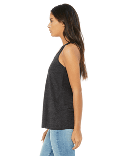 Sample of Ladies' Flowy Racerback Tank in DRK GREY HEATHER from side sleeveright