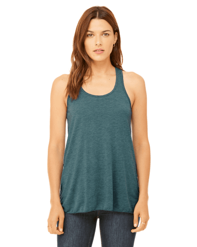 Sample of Ladies' Flowy Racerback Tank in HTHR DEEP TEAL style