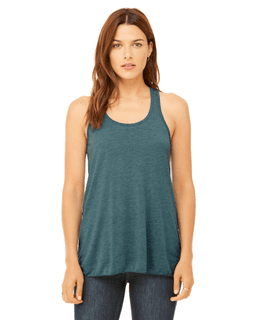 Sample of Ladies' Flowy Racerback Tank in HTHR DEEP TEAL from side front