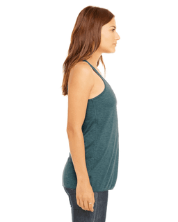 Sample of Ladies' Flowy Racerback Tank in HTHR DEEP TEAL from side sleeveleft