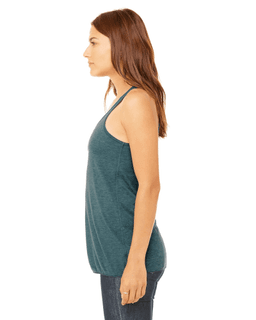 Sample of Ladies' Flowy Racerback Tank in HTHR DEEP TEAL from side sleeveright