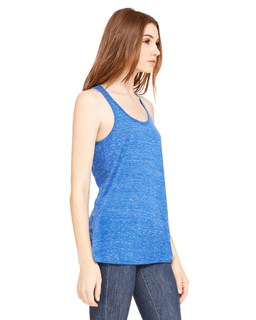 Sample of Ladies' Flowy Racerback Tank in TRUE ROYAL MARB from side sleeveleft