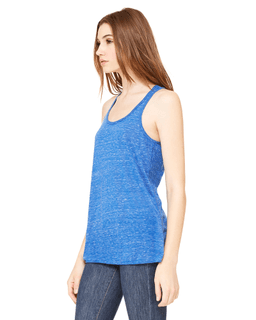 Sample of Ladies' Flowy Racerback Tank in TRUE ROYAL MARB from side sleeveright