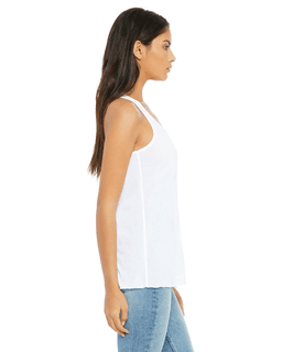 Sample of Ladies' Flowy Racerback Tank in WHITE from side sleeveleft