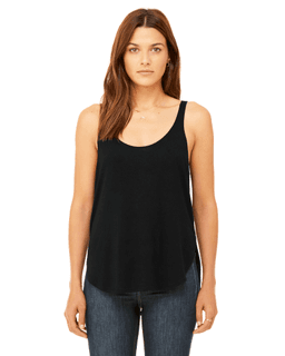 Sample of Bella B8802 - Ladies' Flowy Side Slit Tank in BLACK from side front