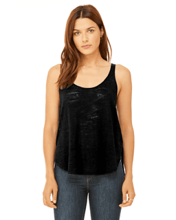 Sample of Bella B8802 - Ladies' Flowy Side Slit Tank in SOLID BLACK SLUB from side front