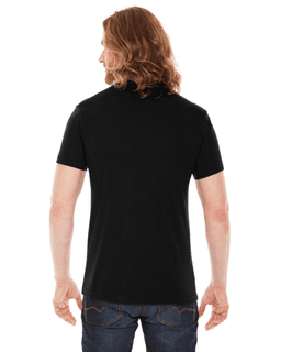 Sample of American Apparel BB401 Unisex Poly-Cotton USA?Made Crewneck T-Shirt in BLACK from side back