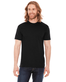 Sample of American Apparel BB401 Unisex Poly-Cotton USA?Made Crewneck T-Shirt in BLACK from side front