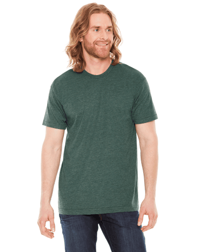 Sample of American Apparel BB401 Unisex Poly-Cotton USA?Made Crewneck T-Shirt in HEATHER FOREST style
