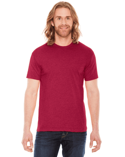 Sample of American Apparel BB401 Unisex Poly-Cotton USA?Made Crewneck T-Shirt in HEATHER RED from side front