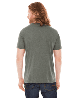 Sample of American Apparel BB401 Unisex Poly-Cotton USA?Made Crewneck T-Shirt in HTHR LIEUTENANT from side back