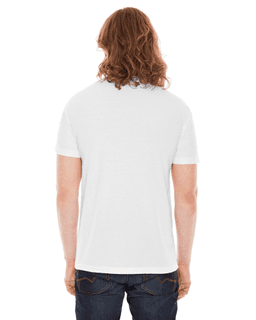 Sample of American Apparel BB401 Unisex Poly-Cotton USA?Made Crewneck T-Shirt in WHITE from side back